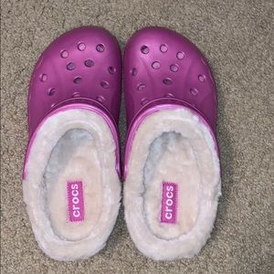 Pink Fuzzy Crocs